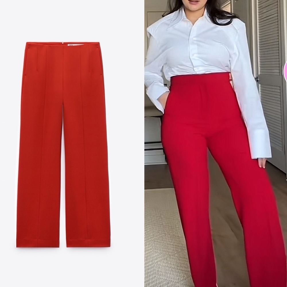 Zara New‎ Bloggers Fav Red Low Rise Formal Pants Limited Studio Edition Size S